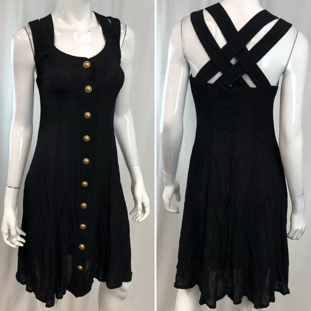 Vintage 80s 90s Button Down Grunge Shirt Dress - Picture 4 of 6